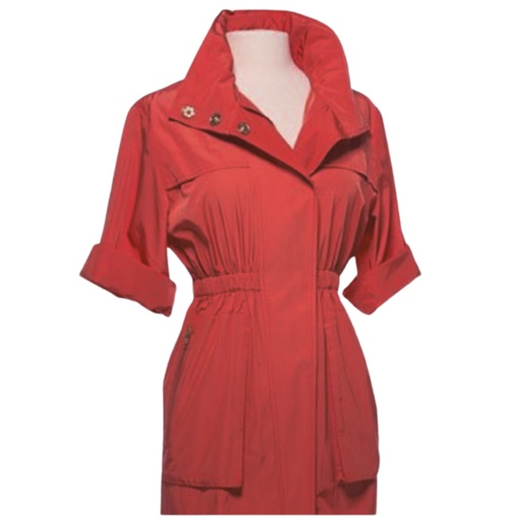 Ali Ro Utility Lightweight Statement Jacket Red Belted Coat Sz 10 City Girl - Picture 1 of 12
